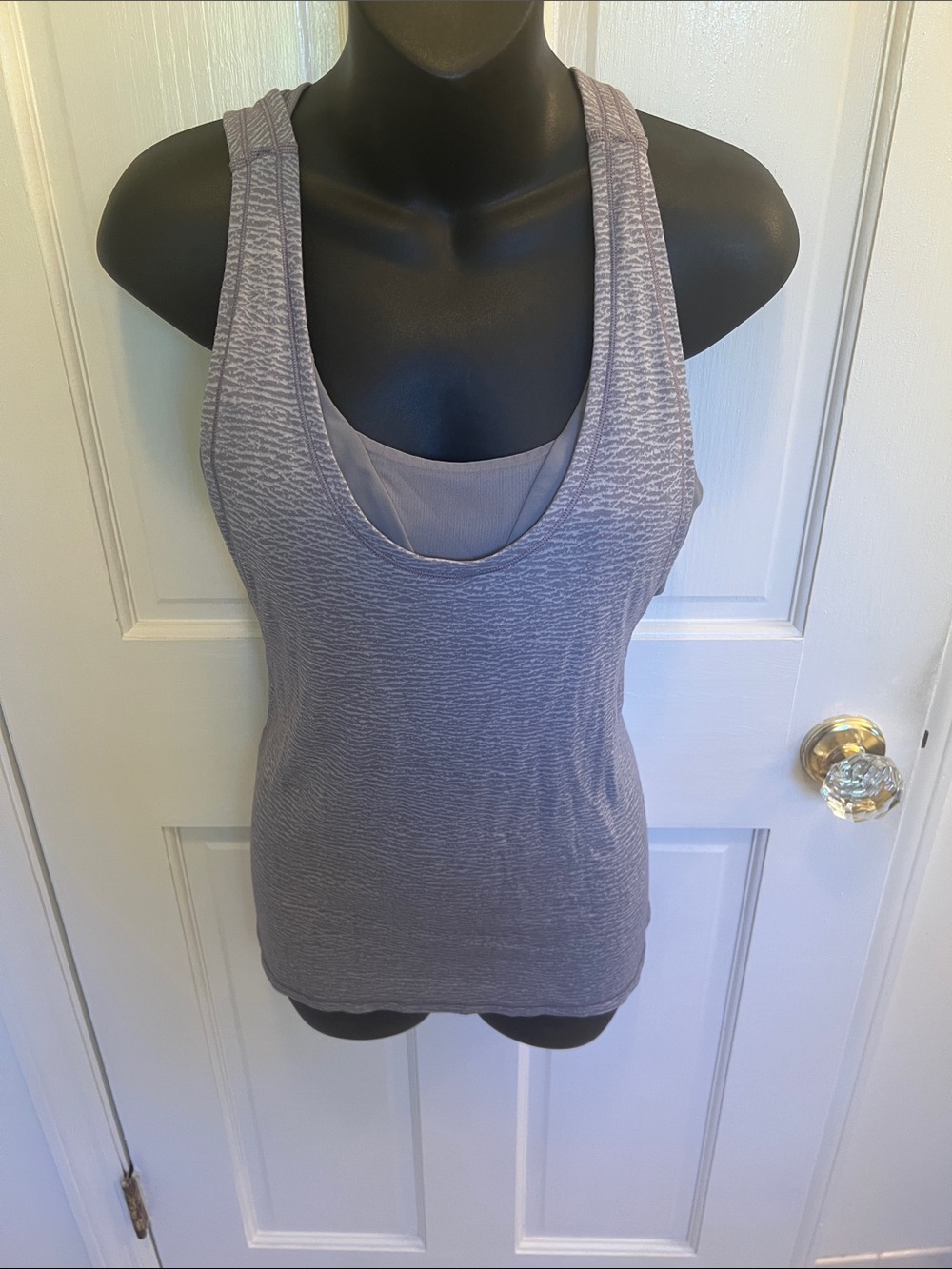 Lululemon Heathered Lavender Layered Scoop Tank With Built-in Bra, Size 10
